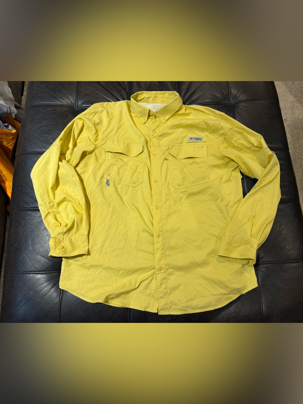 Columbia Men’s Long-Sleeve Yellow Outdoor Shirt Jacket size Large